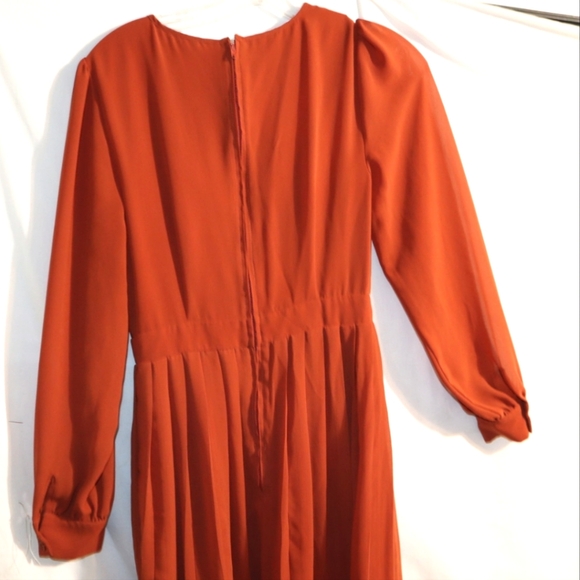 Anthropologie MOD CLOTH Keen On Pleats MIDI COTTON ORANGE DRESS - Picture 10 of 12